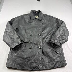 Outbrook Leather Jacket Womens Large Black Pockets Coat
